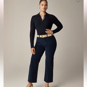 J. Crew Women Sailor slim-wide pant in stretch corduroy Navy sz 34 New